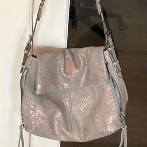 Amee Kestenberg Rose Gold Denim-look Leather Hobo shoulder bag - hard to find!